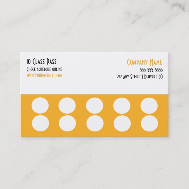 Gym Business Card 10 Class Pass Card (Front)