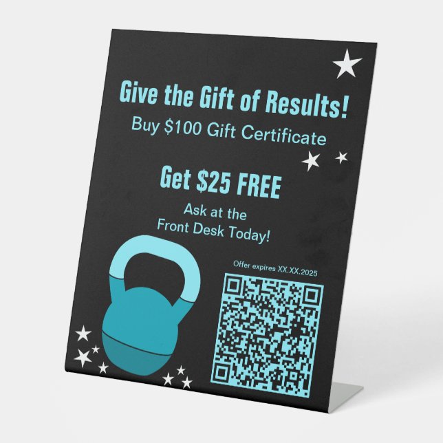 Gym Christmas Gift Results Certificate Promotion Pedestal Sign (Front)