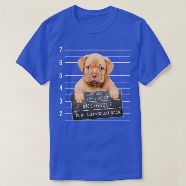 Gym Cute Puppy Mug Shot For Curling In Squat Rack T-Shirt (Design Front)