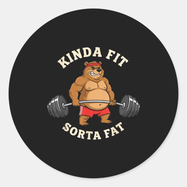 Gym Dad Bod Werlifting Bear Weightlifting Men  Classic Round Sticker (Front)