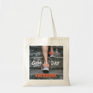 Gym Day Everyday Workout Motivation Stairs Orange Tote Bag