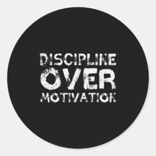 Gym Discipline Over Motivation Workout Fitness Men Classic Round Sticker