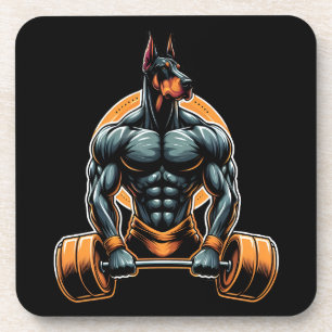 GYM doberman dog bodybuilder powerlifter Coaster