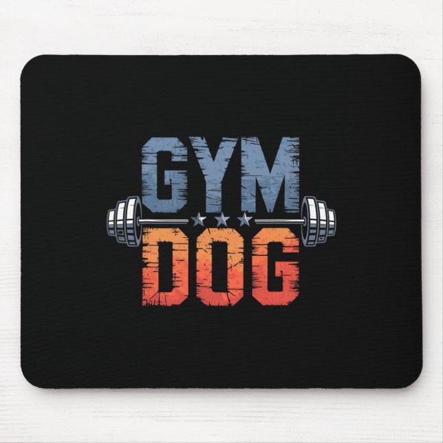 Gym Dog Meaning Gym Dog Costume Weight Lifting Gym Mouse Mat (Front)