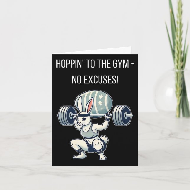 Gym Easter Bunny Fitness Easter Rabbit  Card (Front)