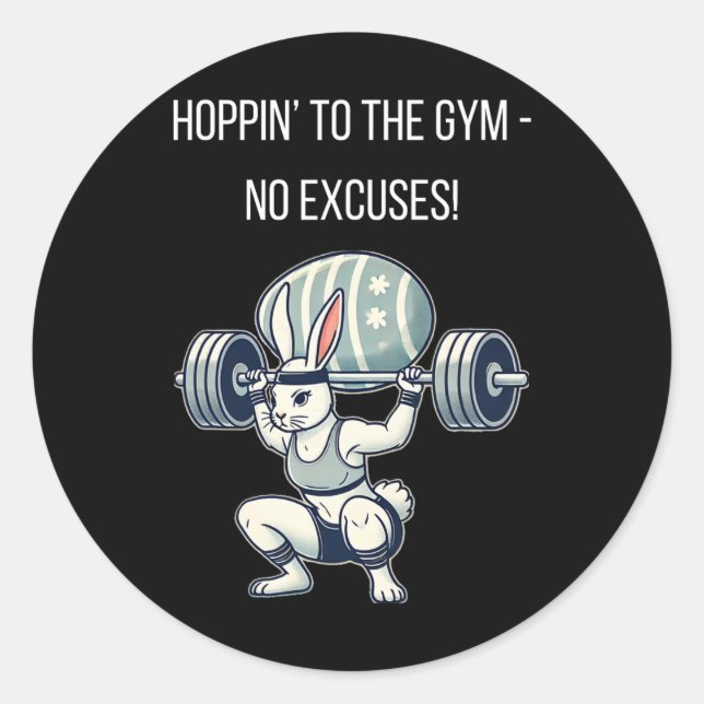 Gym Easter Bunny Fitness Easter Rabbit  Classic Round Sticker (Front)