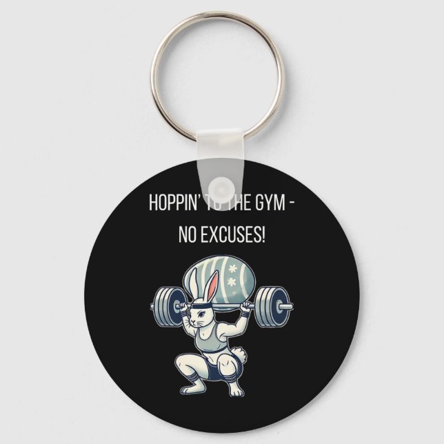 Gym Easter Bunny Fitness Easter Rabbit  Key Ring (Front)
