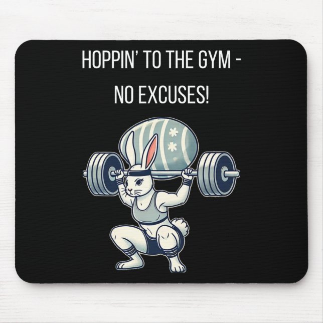 Gym Easter Bunny Fitness Easter Rabbit  Mouse Mat (Front)