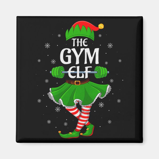 Gym Elf Christmas Family Workout Girls Women Elf S Magnet (Front)