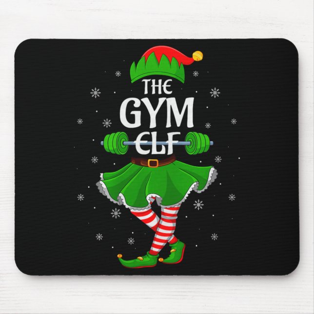 Gym Elf Christmas Family Workout Girls Women Elf S Mouse Mat (Front)