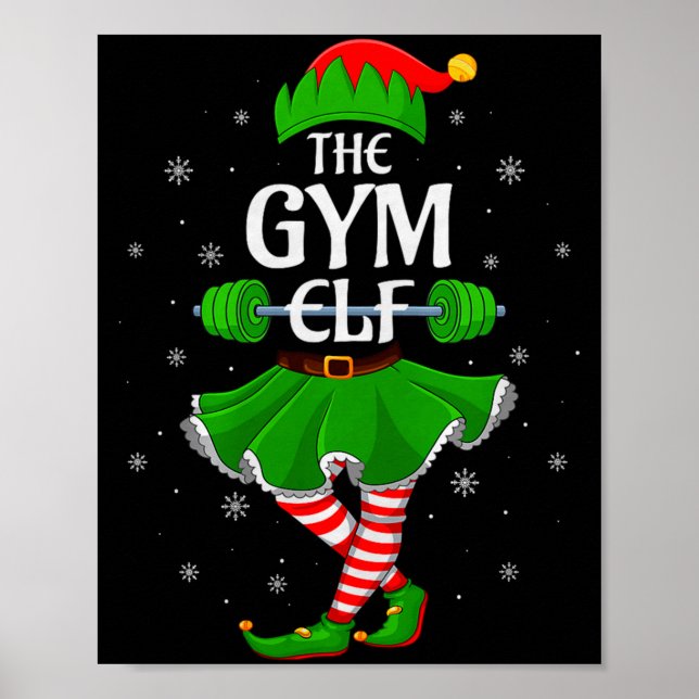 Gym Elf Christmas Family Workout Girls Women Elf S Poster (Front)