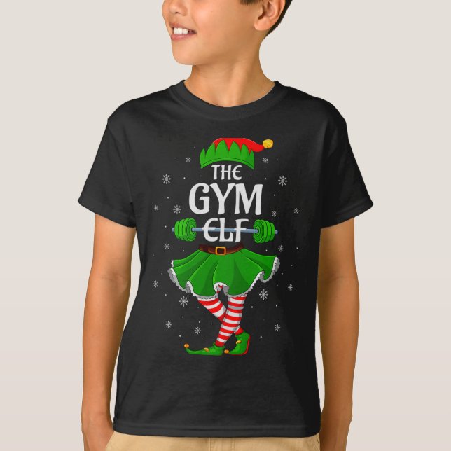 Gym Elf Christmas Family Workout Girls Women Elf S T-Shirt (Front)