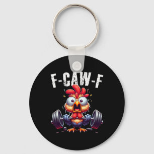 Gym F-caw-f Funny Chicken Scream Fitness Humour Key Ring