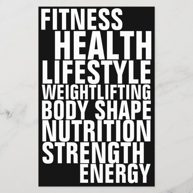 Gym fitness club bold text inspiration black white flyer (Front)