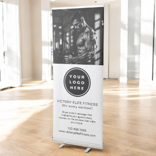 Gym Fitness Club Business Logo Professional Photo Retractable Banner