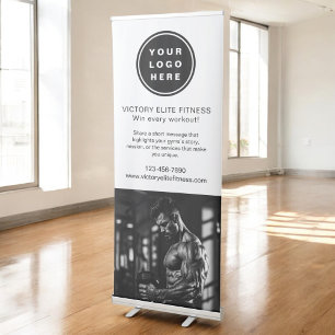 Gym Fitness Club Business Logo Professional Photo Retractable Banner