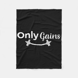 Gym Gains Only Lifting Bodybuilding Workout Funny Fleece Blanket