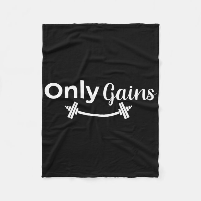 Gym Gains Only Lifting Bodybuilding Workout Funny  Fleece Blanket (Front)