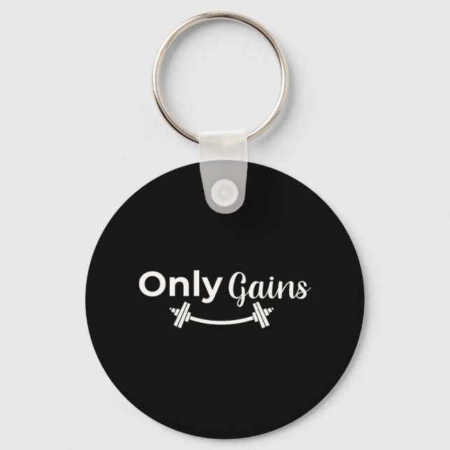 Gym Gains Only Lifting Bodybuilding Workout Funny  Key Ring (Front)