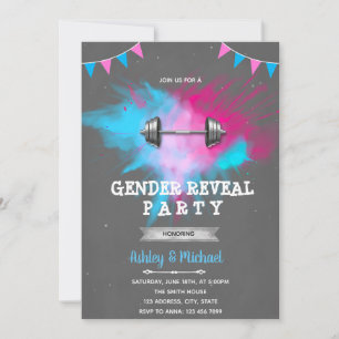 Gym gender reveal invitation