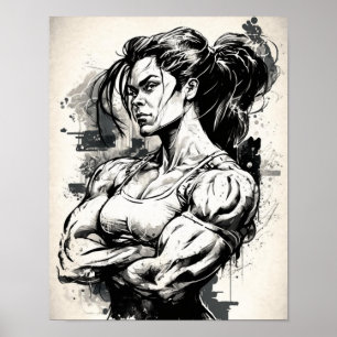 Gym Girl Motivational Muscle, Beautiful Woman Poster