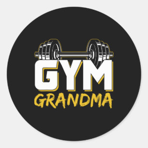 Gym Grandma Weightlifting Training Fitness Workout Classic Round Sticker