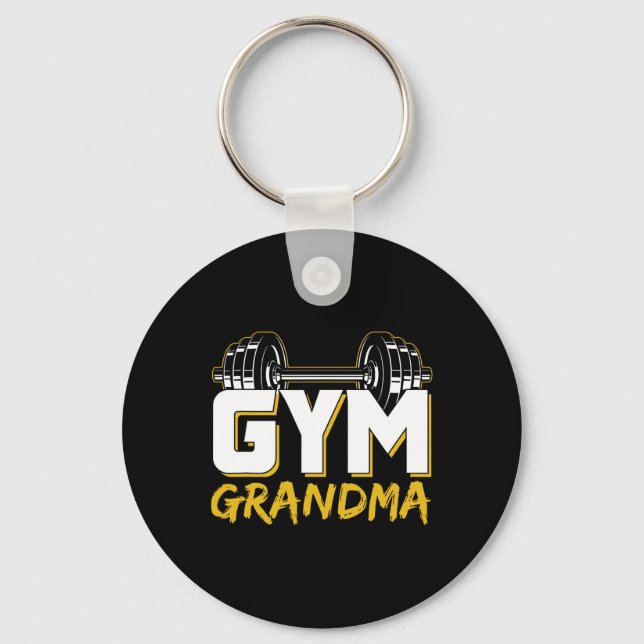 Gym Grandma Weightlifting Training Fitness Workout Key Ring (Front)