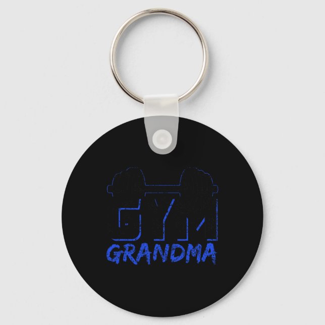 Gym Grandma Weightlifting Training Fitness Workout Key Ring (Front)