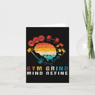 Gym Grind Mind Refined Bodybuilding Retro Gym Rat  Card