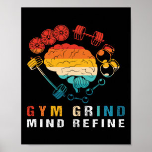 Gym Grind Mind Refined Bodybuilding Retro Gym Rat  Poster