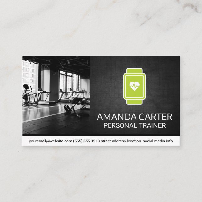 Gym | Heart Monitor Watch Business Card (Front)