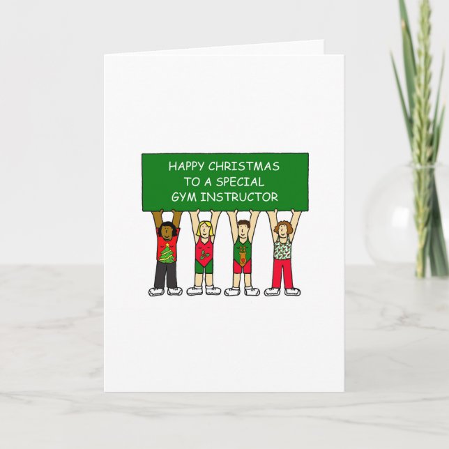 Gym Instructor Happy Christmas Holiday Card (Front)