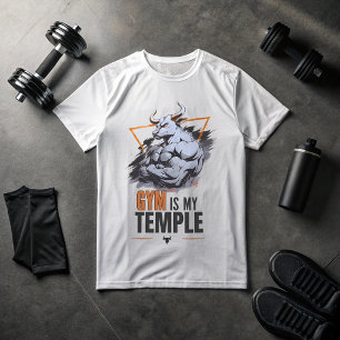 Gym Is My Temple Bull Graphic T-Shirt Motivation
