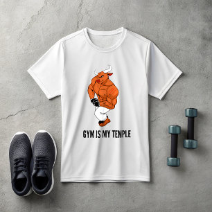 Gym Is My Temple Bull T-Shirt   Bodybuilding 