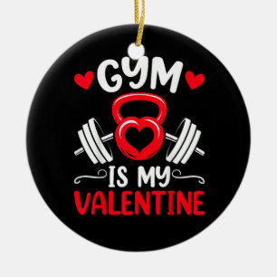 Gym Is My Valentine Heart Fitness Workout Valentin Ceramic Tree Decoration