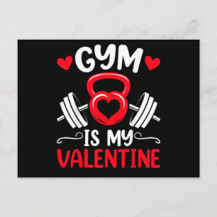 Gym Is My Valentine Heart Fitness Workout Valentin Holiday Postcard