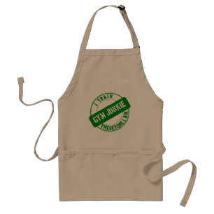 GYM JUNKIE. I TRAIN THEREFORE I AM. green Standard Apron