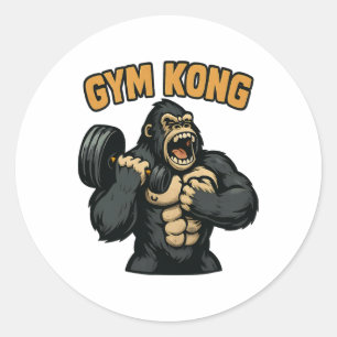 Gym Kong Funny Bodybuilding Fitness Gorilla Beast  Classic Round Sticker