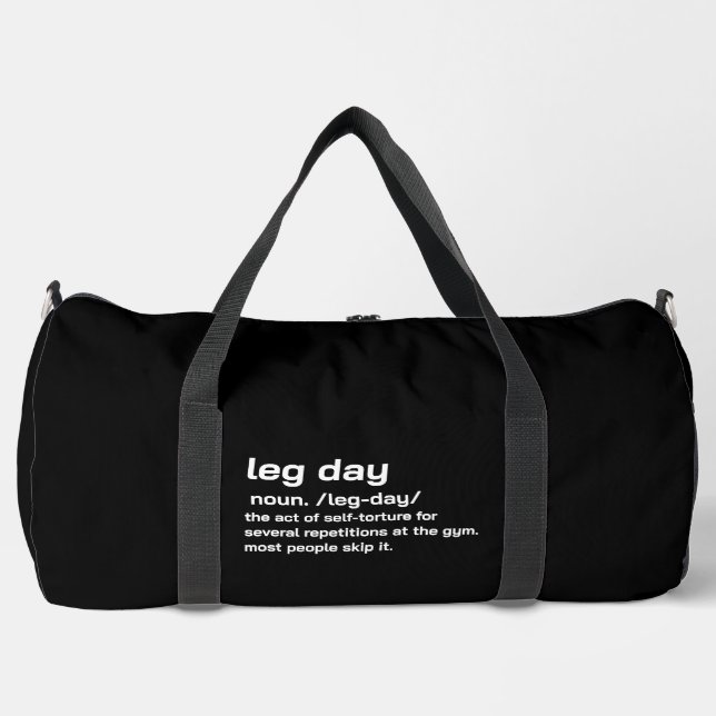 Gym Leg Day Definition Workout Fitness Exercise Duffle Bag (Front)