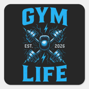 Gym Life Est. 2026 – New Chapter Fitness Square Sticker