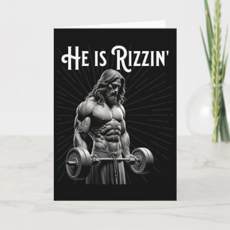 Gym Lifting Ripped Muscles He Is Rizzin Jesus Weig Card