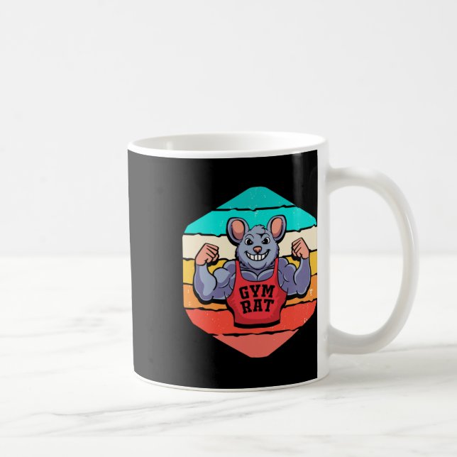 Gym Lover Bodybuilding Retro Geometric Gym Rat  Coffee Mug (Right)