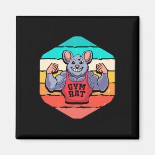Gym Lover Bodybuilding Retro Geometric Gym Rat Magnet