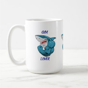 Gym Lover Shark – Funny Fitness Shark Design Coffee Mug