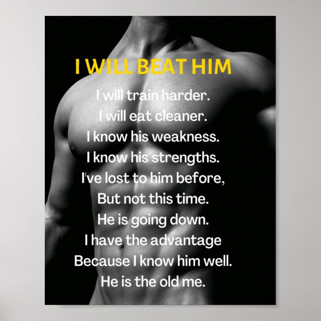Gym Male Muscles | Guy Workout Motivation Poster (Front)