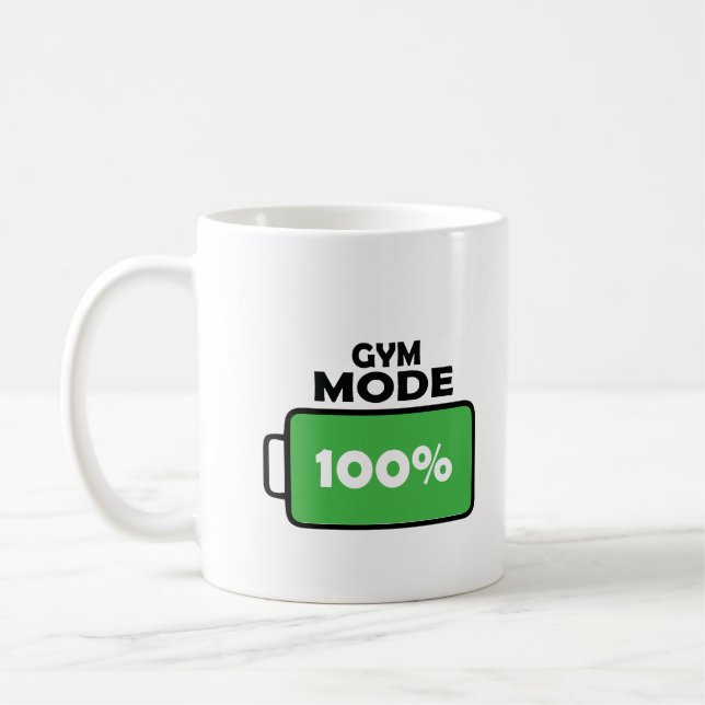Gym Mode 100% Full Charge Motivation Coffee Lover  Mug (Left)