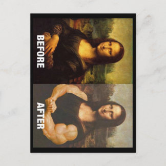 Gym Mona Lisa Before & After Funny Fitness Postcard
