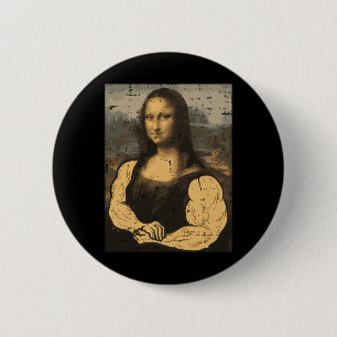 Gym Mona Lisa Muscle Fun Workout Fitness Bodybuild 6 Cm Round Badge