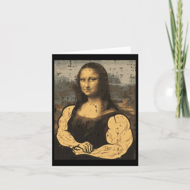 Gym Mona Lisa Muscle Fun Workout Fitness Bodybuild Card (Front)
