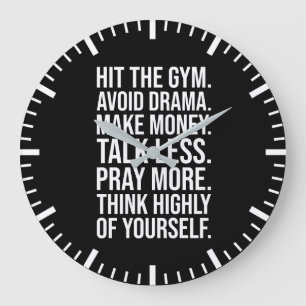 Gym, Money, Pray - Success Motivation Large Clock